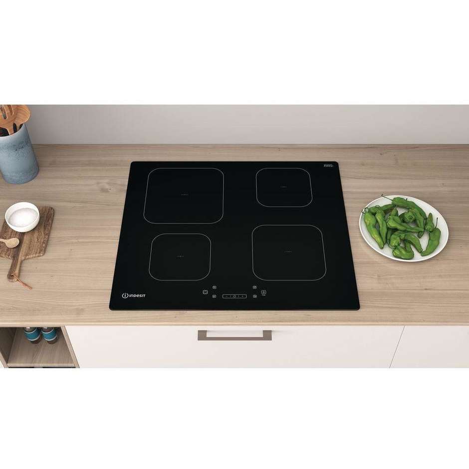 INDESIT IS 83Q60 NE Piano Cottura a Induzione 60 cm 4 Zone Touch Control Nero