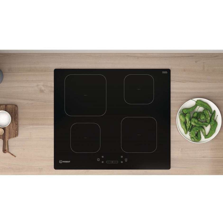 INDESIT IS 83Q60 NE Piano Cottura a Induzione 60 cm 4 Zone Touch Control Nero