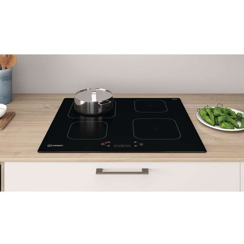 INDESIT IS 83Q60 NE Piano Cottura a Induzione 60 cm 4 Zone Touch Control Nero