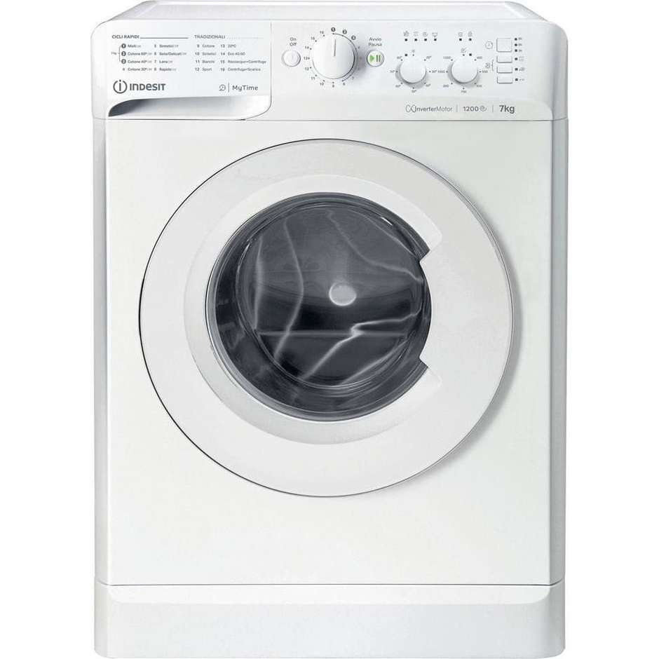 Indesit MTWC71296WIT Lavatrice Carica frontale Capacita 7 Kg 1200 Giri/min Classe A Colore Bianco