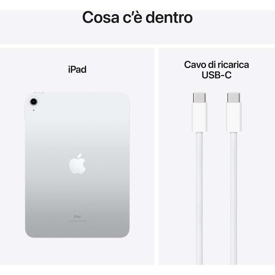 ipad 10gen 10.9" wi-fi 256gb argento senza carica