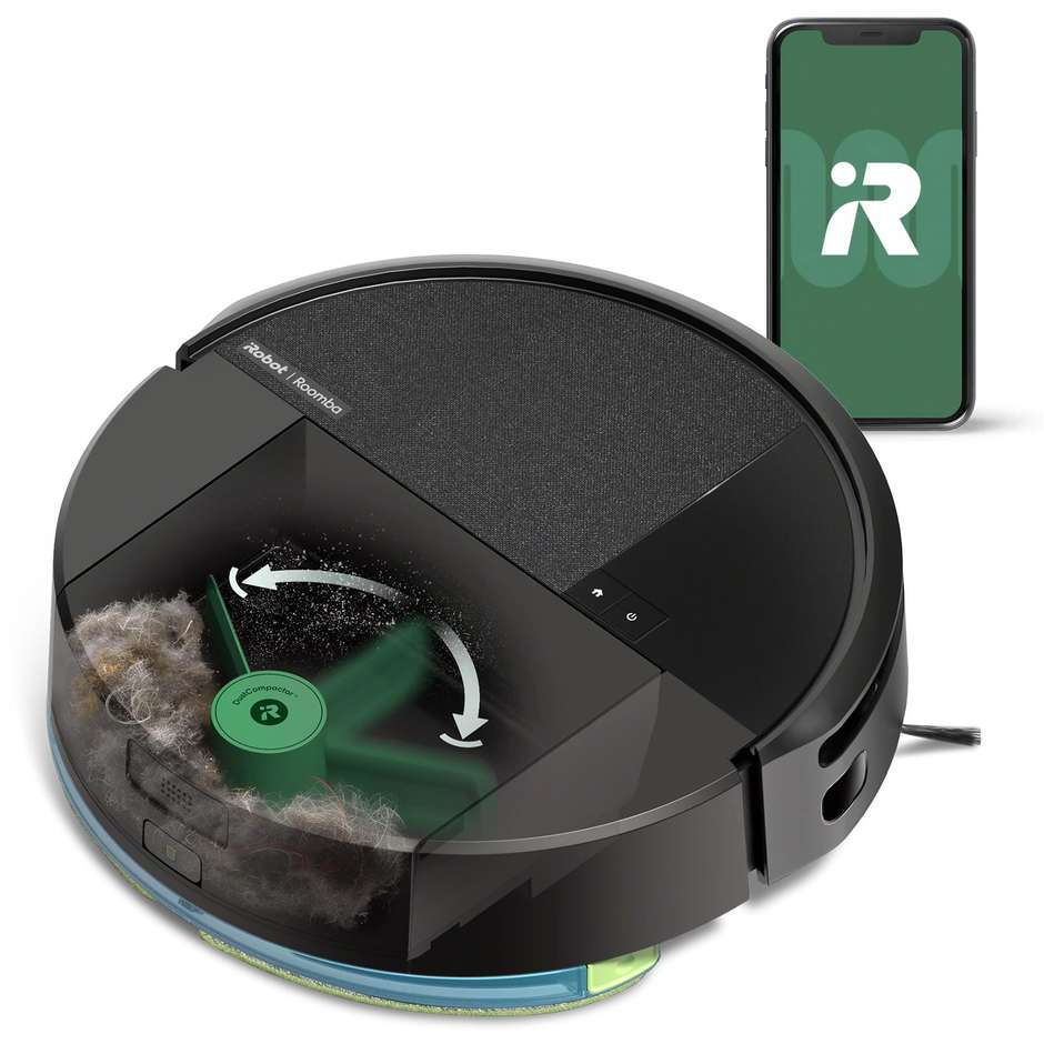 iRobot Roomba Combo 205 Dust Compactor Robot Aspirapolvere e Lavapavimenti 120W 7000Pa con Navigazione LiDAR Nero