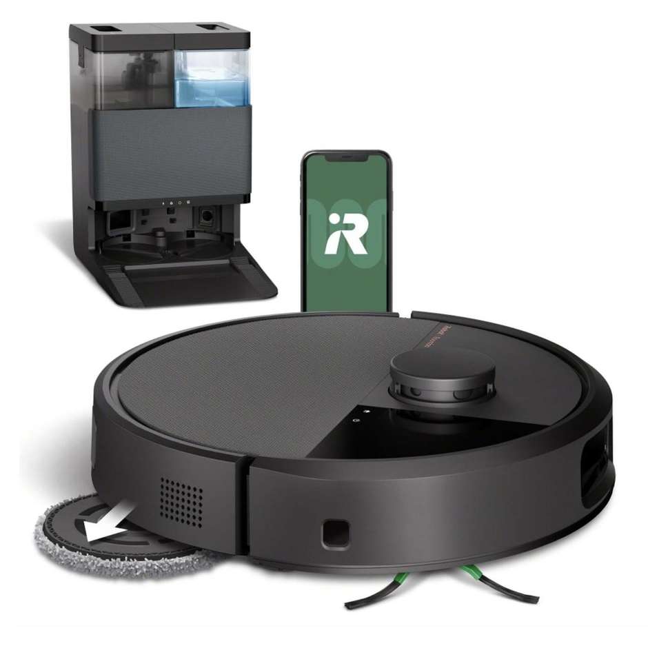 iRobot Roomba Plus 505 Combo Robot Aspirapolvere e Lavapavimenti con Stazione AutoWash, 7000 Pa, Filtro EPA, Navigazione LiDAR, Nero