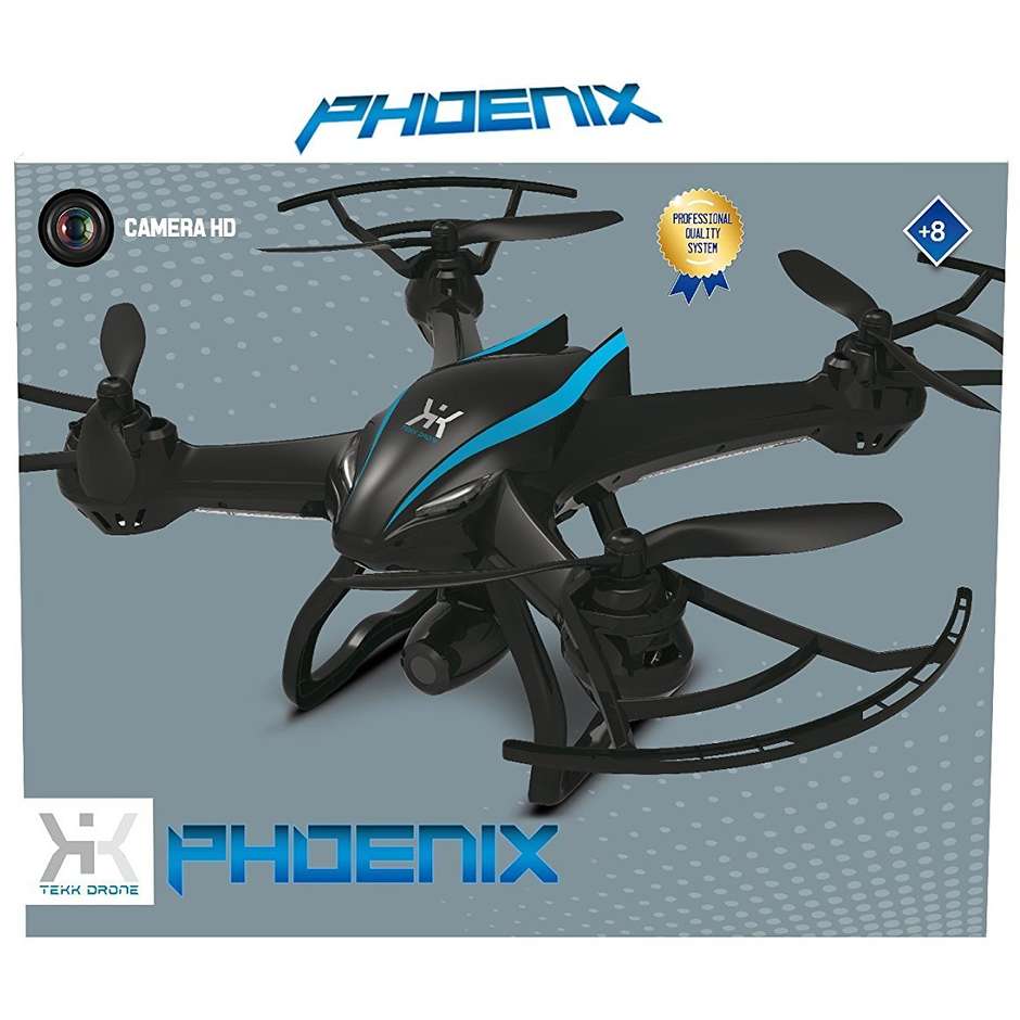 iTekk Phoenix Drone Camera HD 720p 4 eliche Evoluzioni 360° colore nero e blu