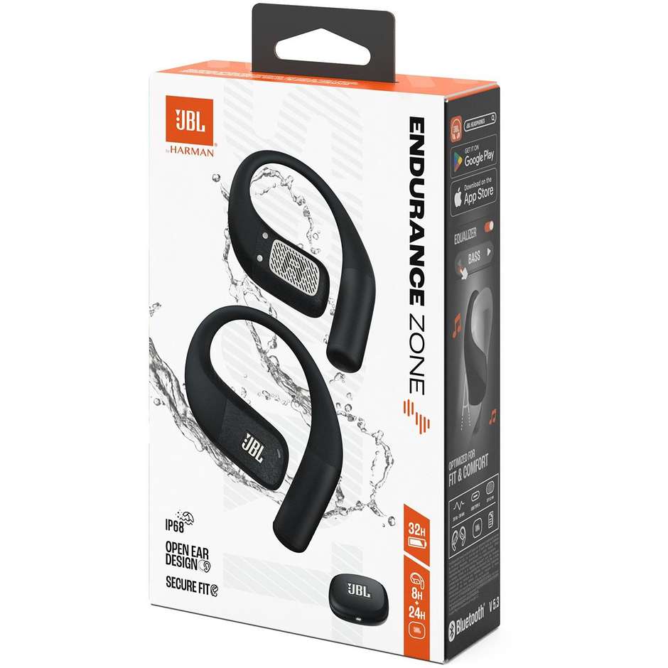 JBL Endurance Zone Auricolari Sport Open-Ear Bluetooth IP68 Nero/Grigio