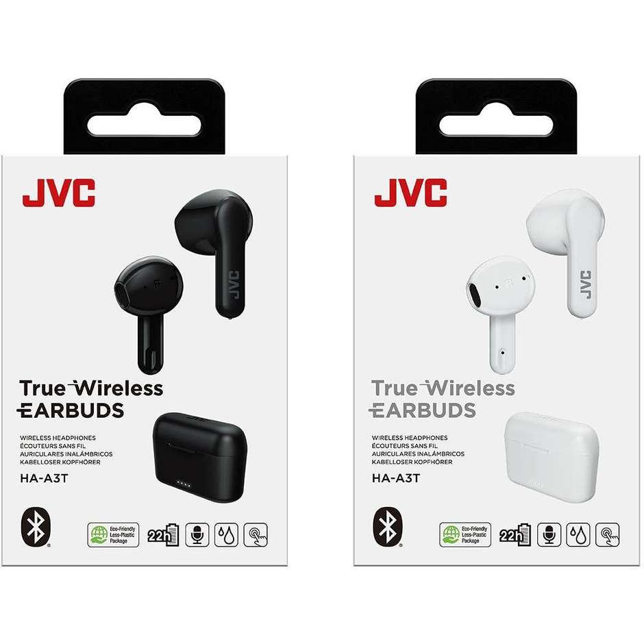 JVC HA-A3T-B-U Auricolari True Wireless In-Ear Bluetooth 5.1 IPX4 22h Nero
