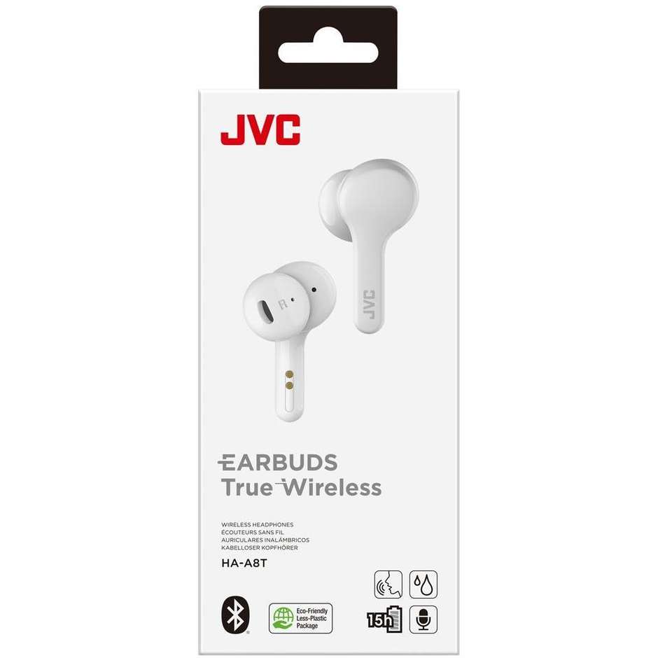 JVC HA-A8T-W Cuffie True Wireless Stereo In-ear Bluetooth Colore Bianco