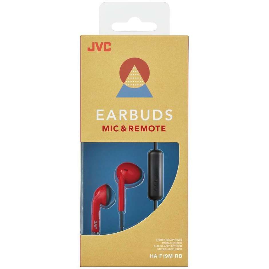 JVC HA-F19M-RB rossi, auricolari stereo con microfono e jack 3,5 mm