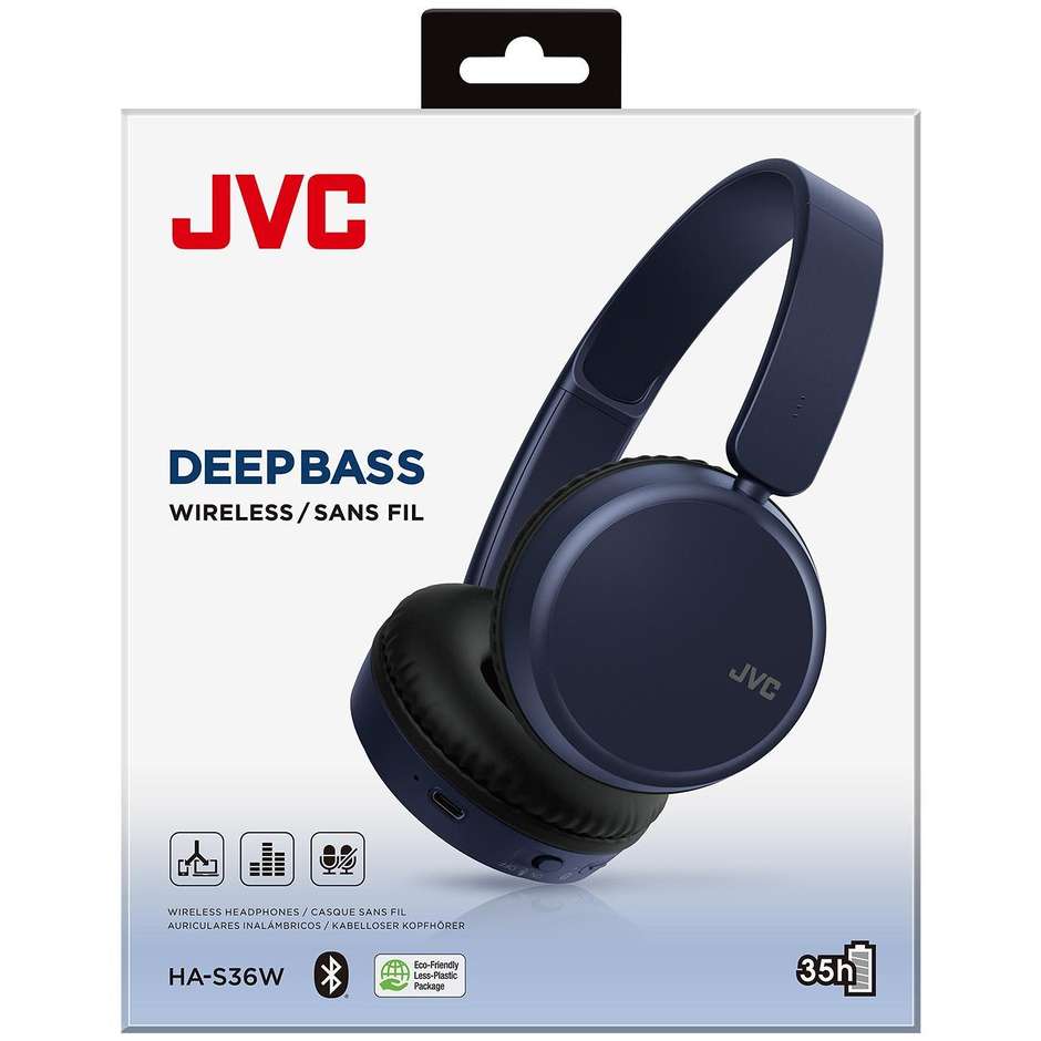 Jvc HA-S36W-A- Cuffie Wireless Bluetooth ad Alta Risoluzione Nero