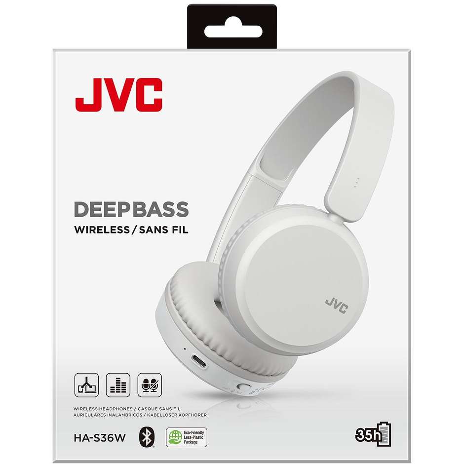 Jvc HA-S36W-W- Cuffie Wireless Bluetooth ad Alta Risoluzione Nero