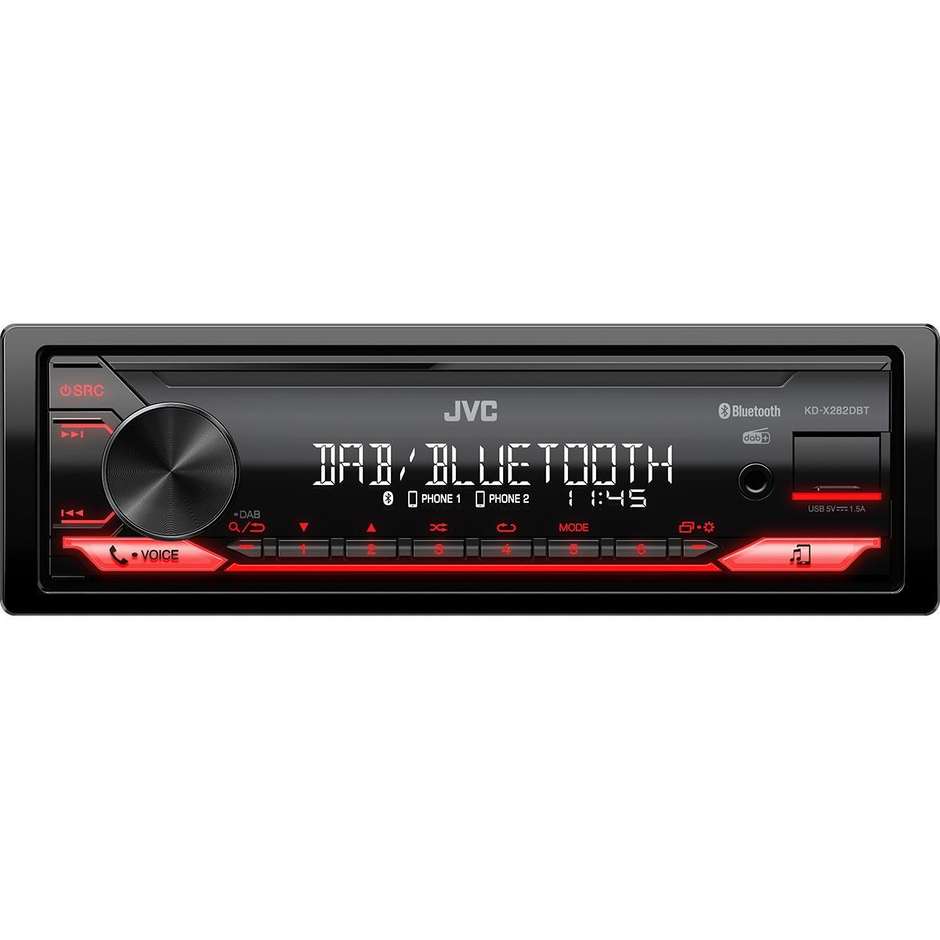 JVC KD-X282DBT Autoradio Digitale 1-DIN DAB Bluetooth USB Vivavoce 200W Nero
