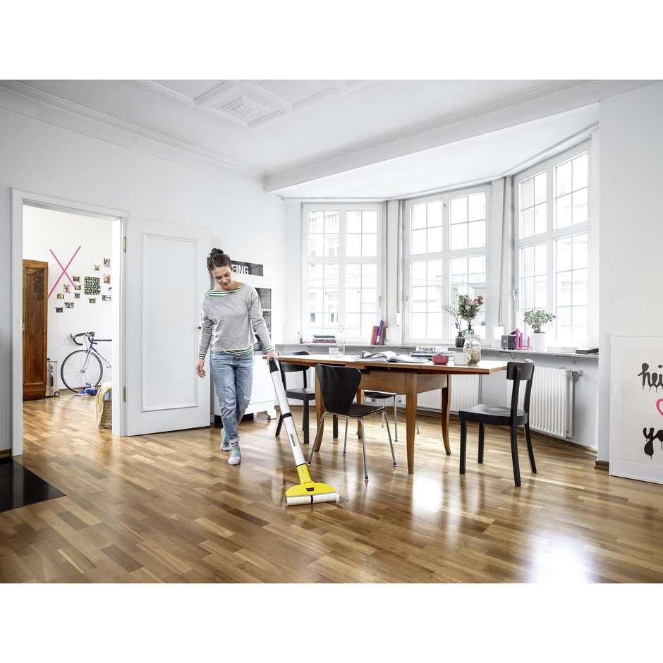 Karcher FC 3 Cordless Lavasciuga Pavimenti Senza Fili Autonomia 20 min Rulli Rotanti Giallo e Grigio