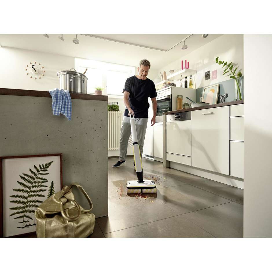 Karcher FC 7 Cordless Lavapavimenti a Batteria con 4 Rulli Controrotanti e Doppio Serbatoio Giallo e Nero