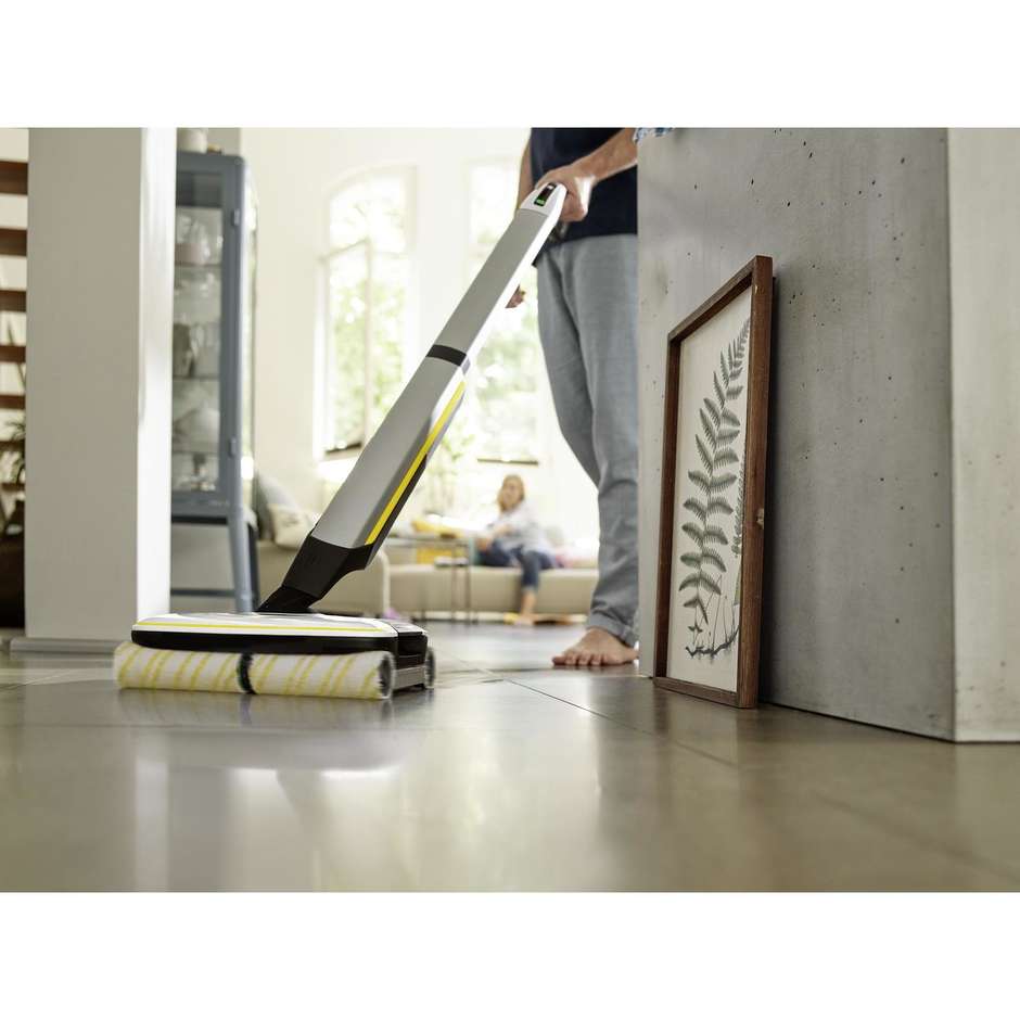 Karcher FC 7 Cordless Lavapavimenti a Batteria con 4 Rulli Controrotanti e Doppio Serbatoio Giallo e Nero
