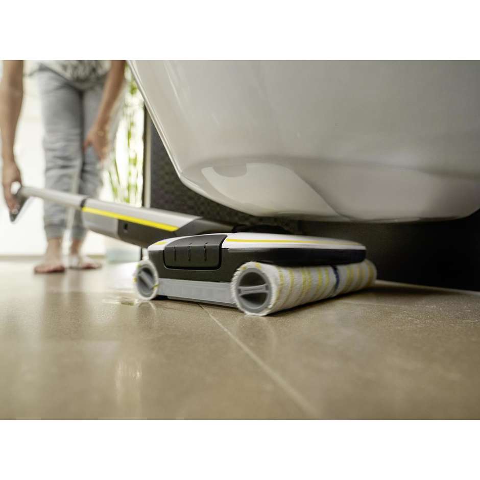 Karcher FC 7 Cordless Lavapavimenti a Batteria con 4 Rulli Controrotanti e Doppio Serbatoio Giallo e Nero