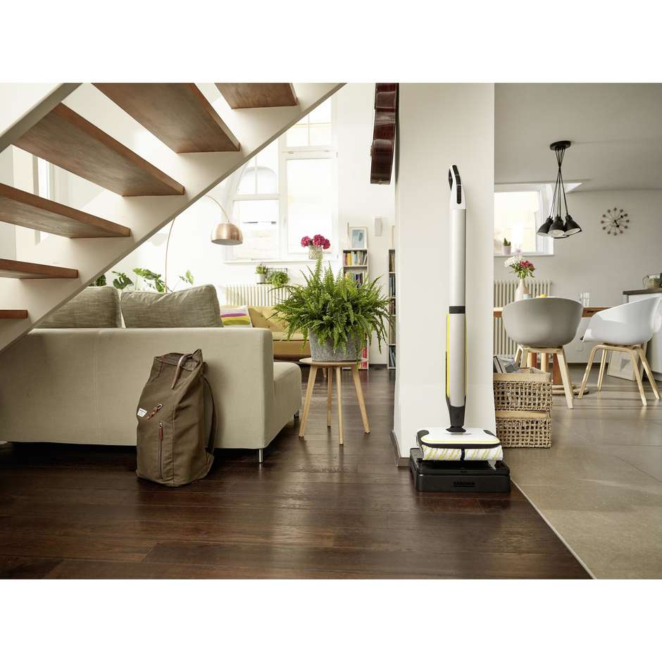Karcher FC 7 Cordless Lavapavimenti a Batteria con 4 Rulli Controrotanti e Doppio Serbatoio Giallo e Nero