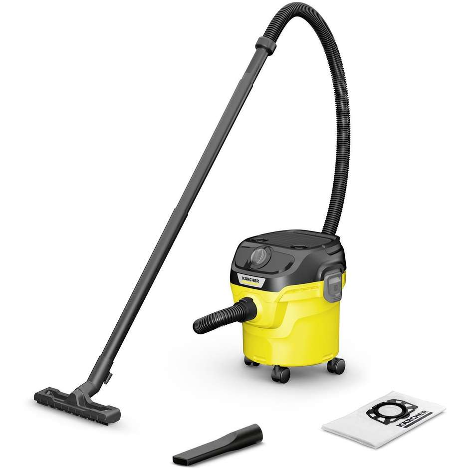 Karcher KWD1 Aspirapolvere Con sacco/Senza sacco Potenza 1000 W Capacità 12 lt Colore Nero, Giallo