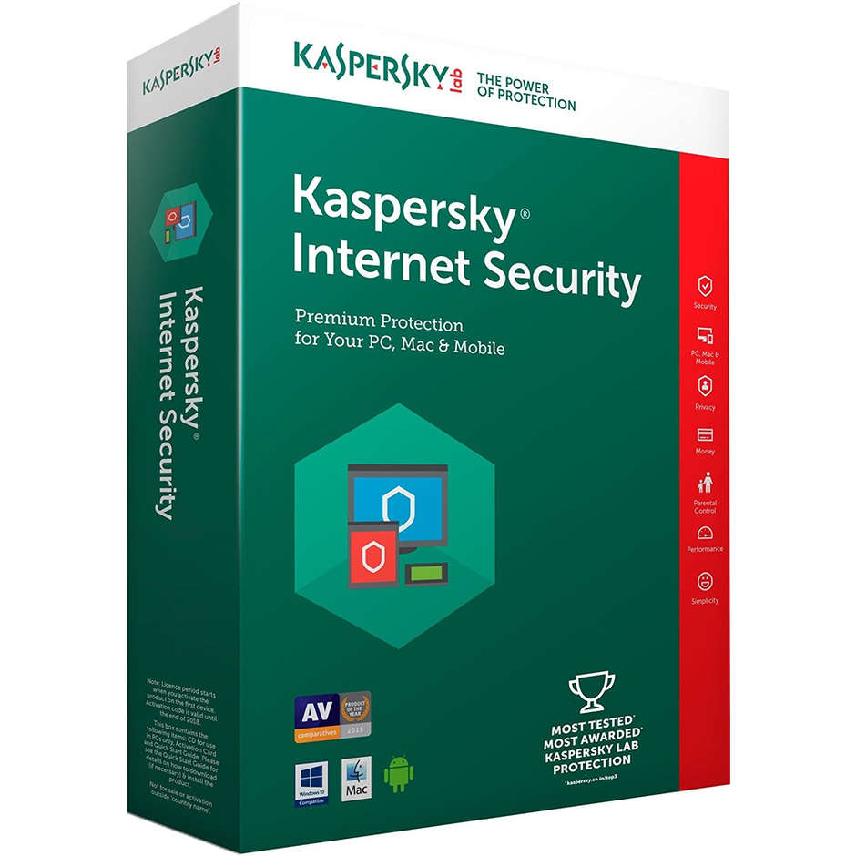 Kaspersky 1939T5AFS9 Internet Security 2019 per computer 1 Utente- 1 anno