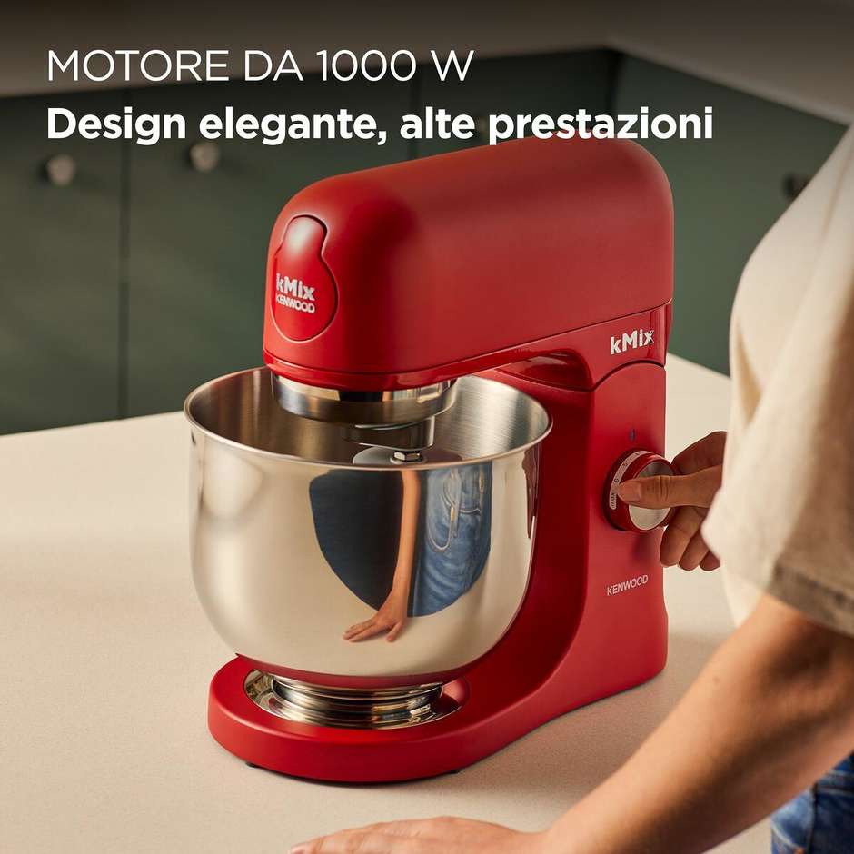 Kenwood kMix KMX751ARD Impastatrice Planetaria 1000W Ciotola Inox 5L con Manico Spicy Red Rosso