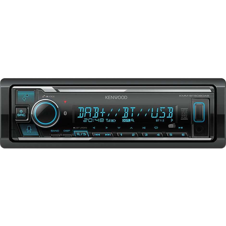 KENWOOD KMM-BT508DAB Autoradio Stereo Digitale 1 DIN con Bluetooth, USB e Vivavoce Colore Black