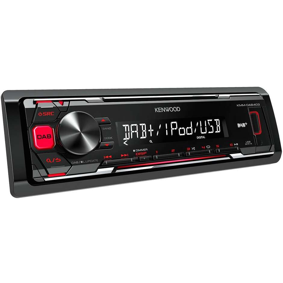 Kenwood KMM-DAB403 Autoradio Digitale 1-DIN DAB+ FM AM USB MP3 FLAC Nero con Antenna DAB