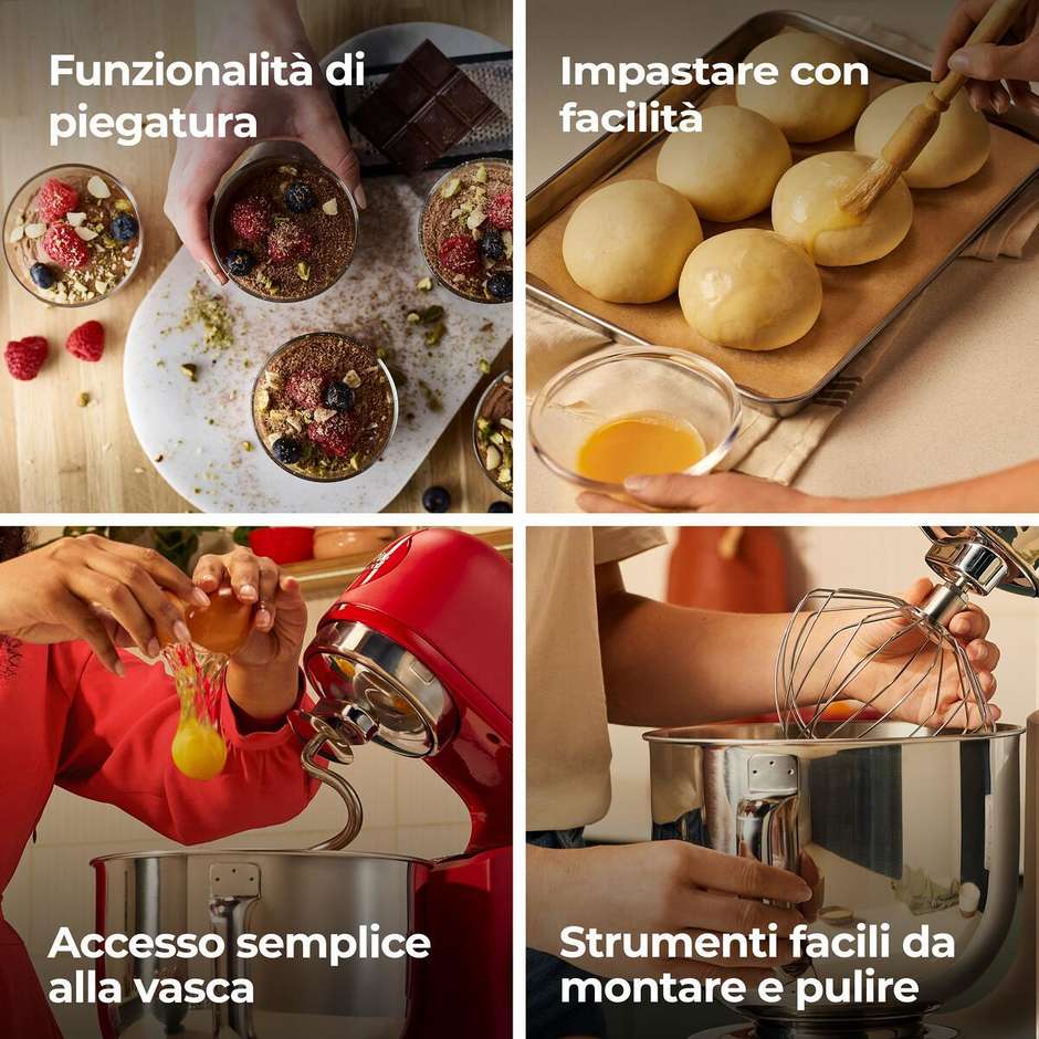 Kenwood KMX751ARD Impastatrice Planetria 1000 W Capacita ciotola 5 Lt Colore Rosso