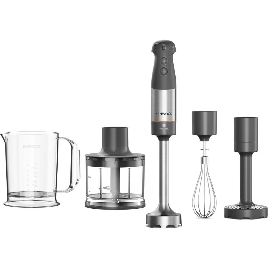 Kenwood QuickMix Go HBM60.307GY Frullatore ad Immersione 800W con Tritatutto 500ml e Frusta Grigio