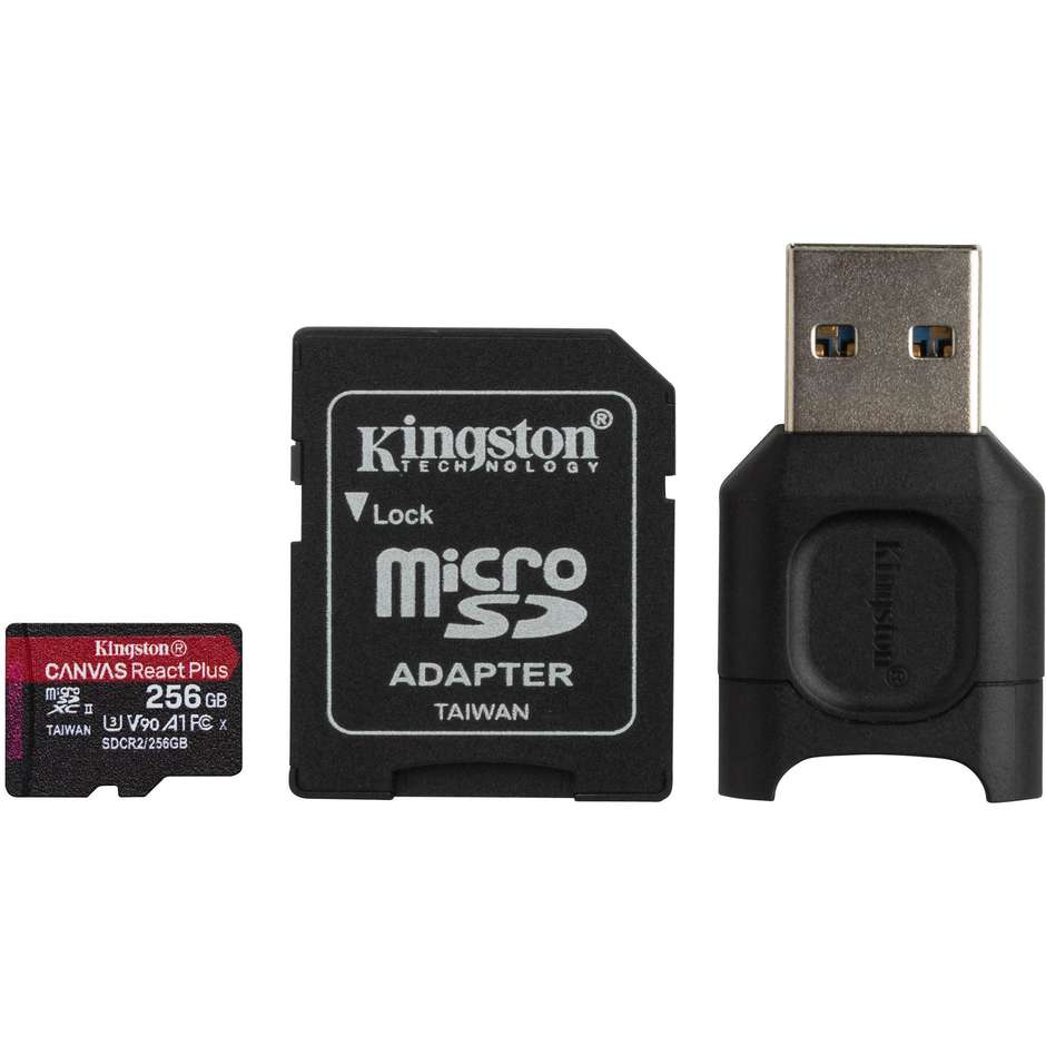 Kingston micro sd MLPMR2/256GB con 2 adatttori sd/usb