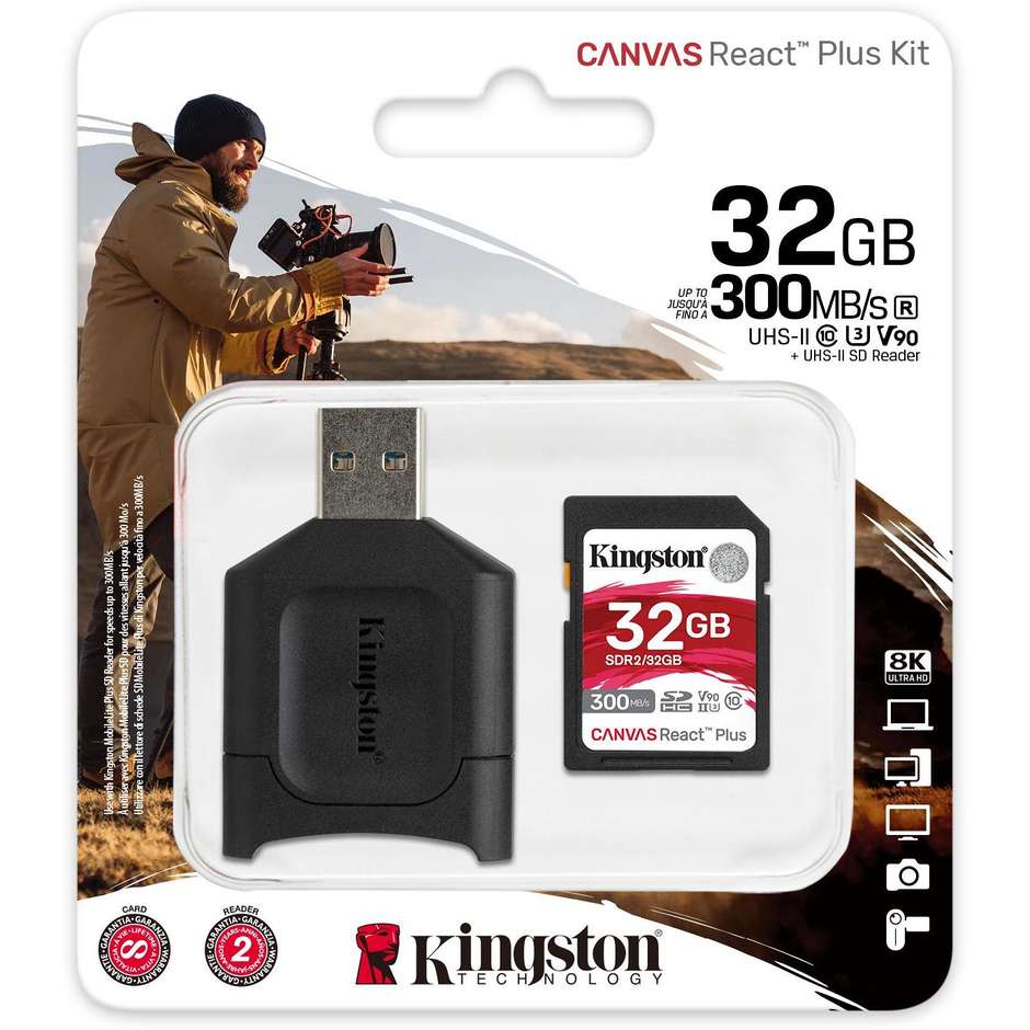 Kingston MLPR2/32GB Memory Card Micro SDXC/SDHC Capacità 32 Gb colore nero