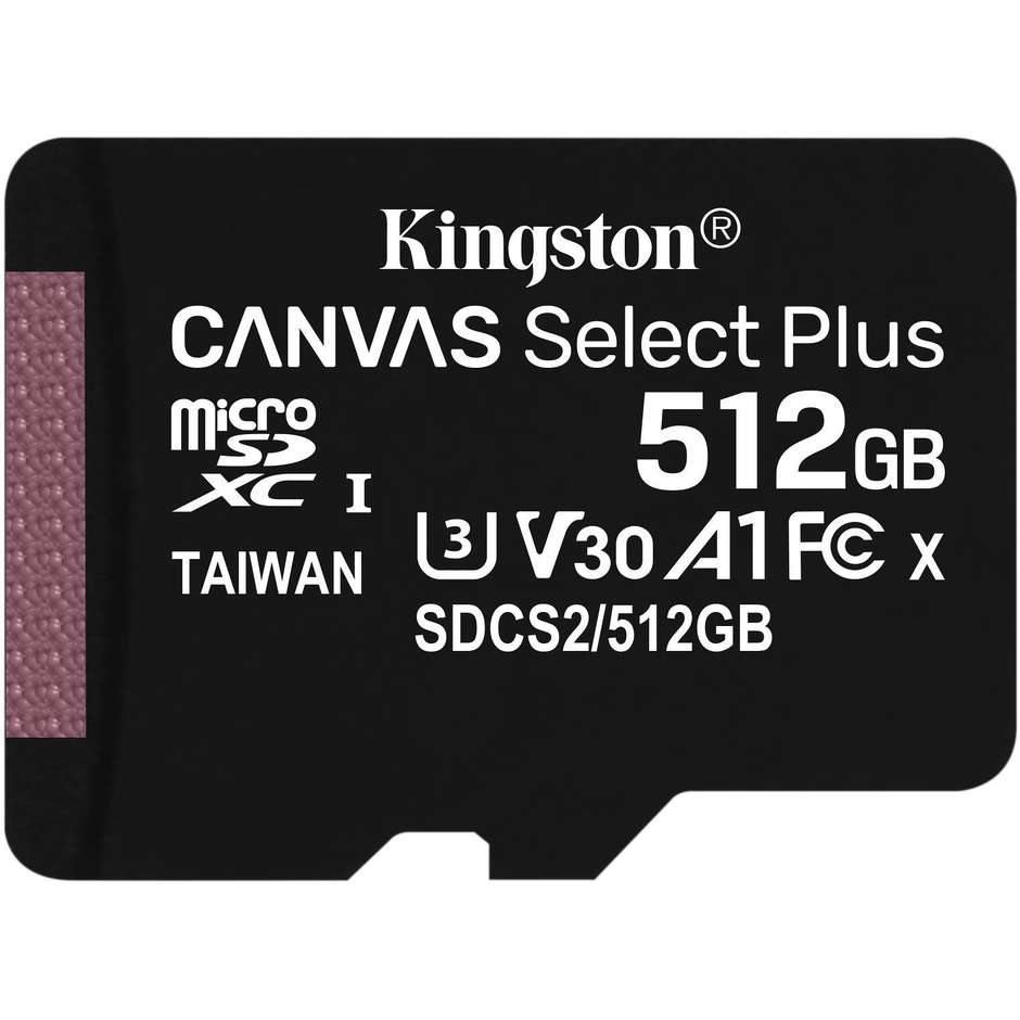 Kingston SDCS2/512GB Memory Card Micro SD XC Memoria 512 Gb colore nero