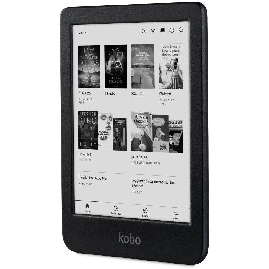 Kobo Clara BW (N365-KU-BK-K-EP) eReader 6" Schermo E Ink Carta 1300 Touchscreen Antiriflesso Impermeabile IPX8 16GB Memoria ComfortLight PRO Wi-Fi Bluetooth USB-C Nero