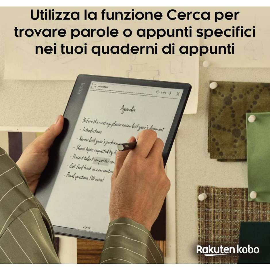 Kobo Elipsa 2E E-Reader & Notebook 10,3" E-Ink Carta 1200 Touchscreen Memoria 32 GB con Kobo Stylus 2 Wi-Fi Nero