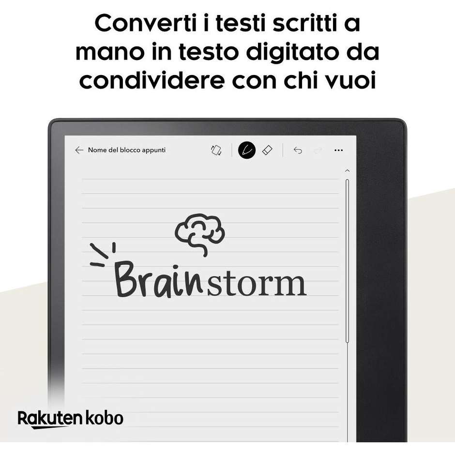 Kobo Elipsa 2E E-Reader & Notebook 10,3" E-Ink Carta 1200 Touchscreen Memoria 32 GB con Kobo Stylus 2 Wi-Fi Nero