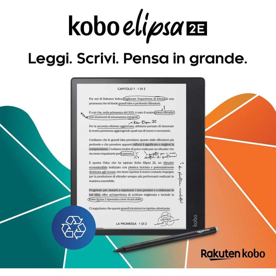 Kobo Elipsa 2E eReader nero 10,3 pollici 32 GB con Kobo Stylus 2