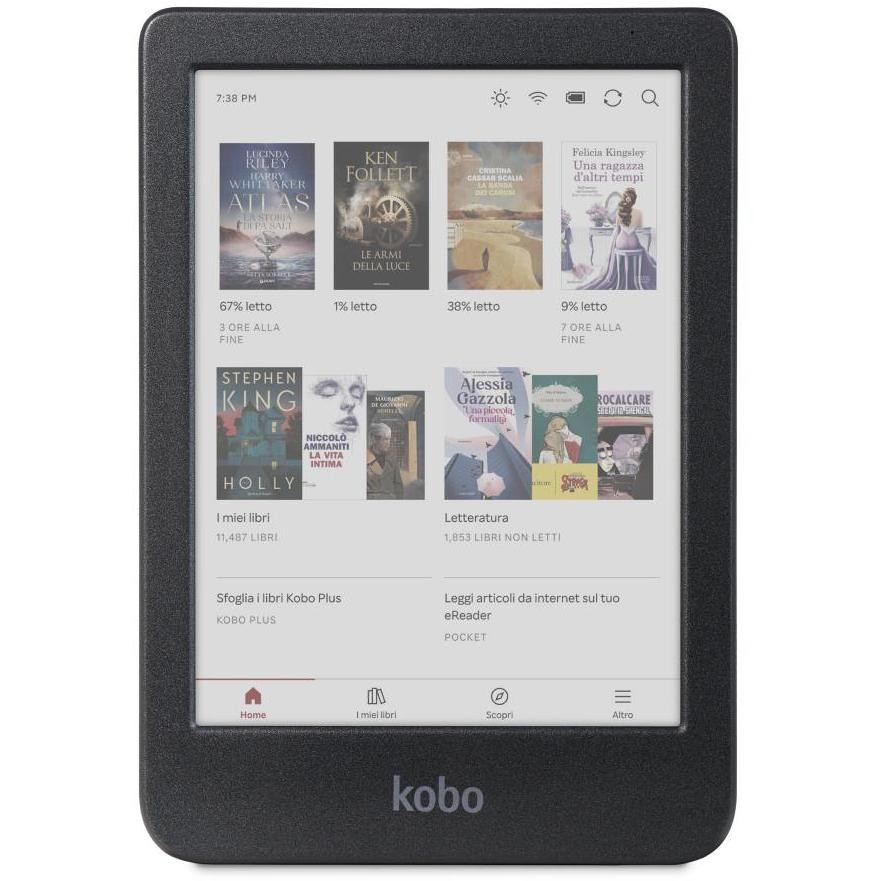 Kobo Lettore E-Book 6" Touch screen Memoria 16 GB Wi-Fi Colore Nero