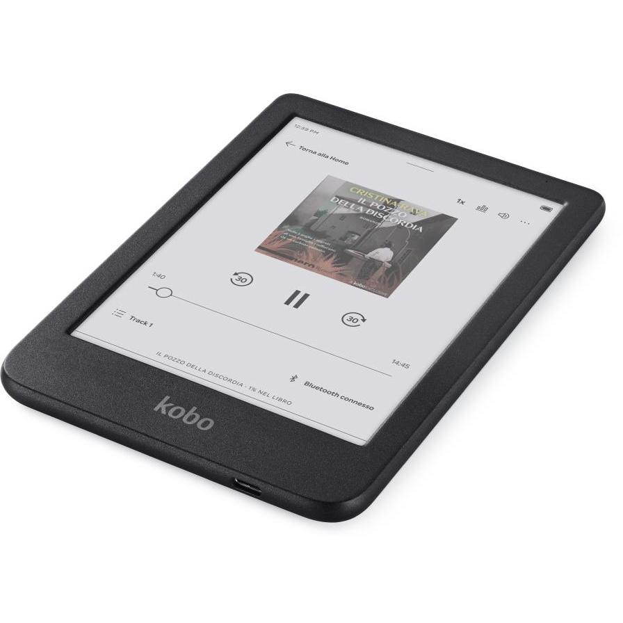 Kobo Lettore E-Book 6" Touch screen Memoria 16 GB Wi-Fi Colore Nero