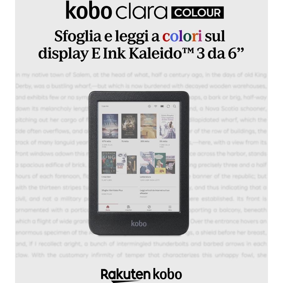 Kobo Lettore E-Book 6" Touch screen Memoria 16 GB Wi-Fi Colore Nero