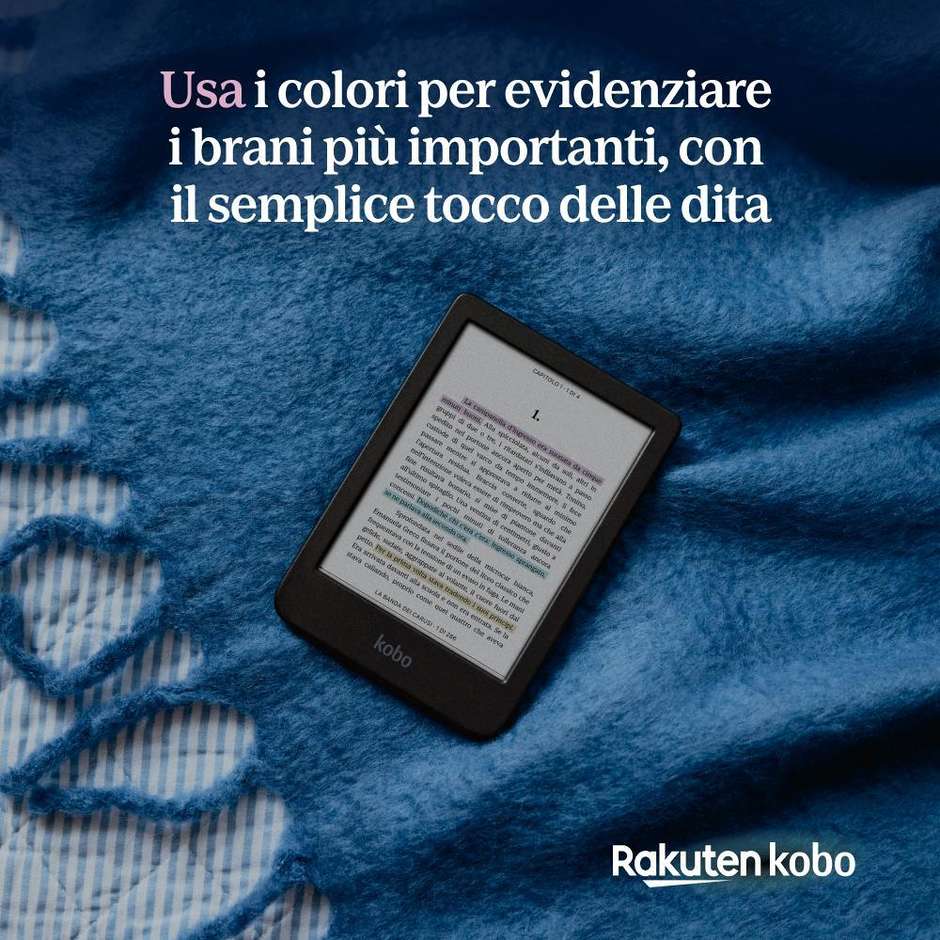 Kobo Lettore E-Book 6" Touch screen Memoria 16 GB Wi-Fi Colore Nero