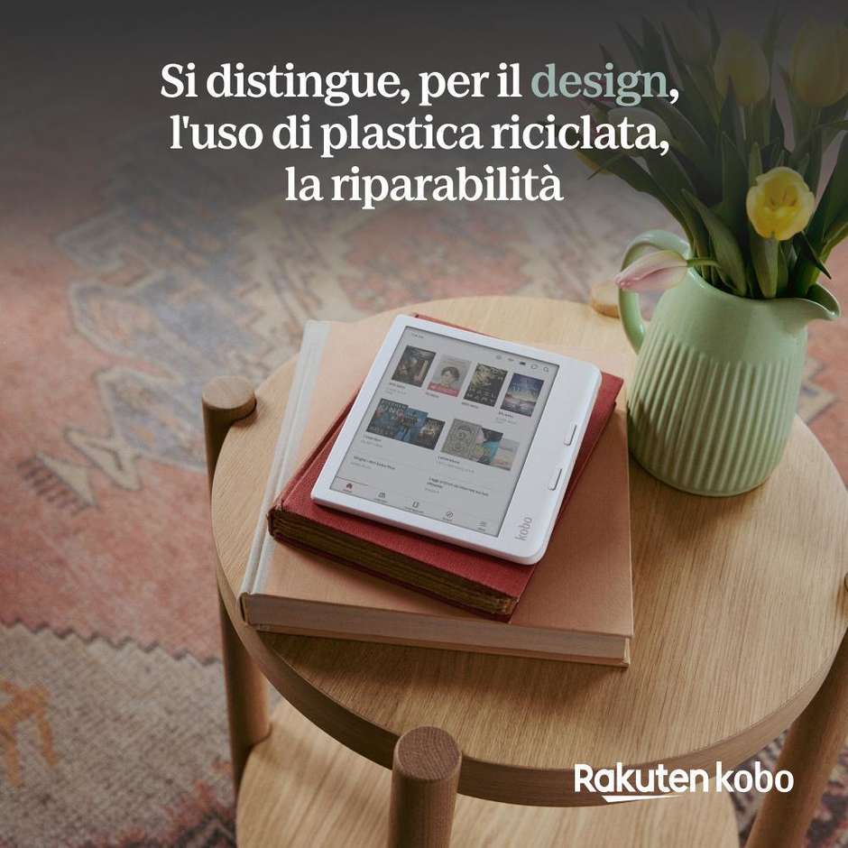 Kobo Libra Colour N428 E-Reader 7" E-Ink Kaleido 3 a Colori Touchscreen Memoria 32 GB Impermeabile IPX8 Wi-Fi Bianco