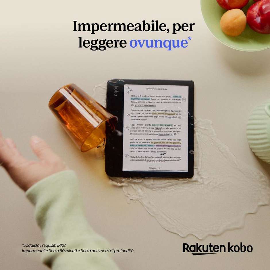 Kobo Libra Colour N428 E-Reader 7" E-Ink Kaleido 3 a Colori Touchscreen Memoria 32 GB Impermeabile IPX8 Wi-Fi Bianco