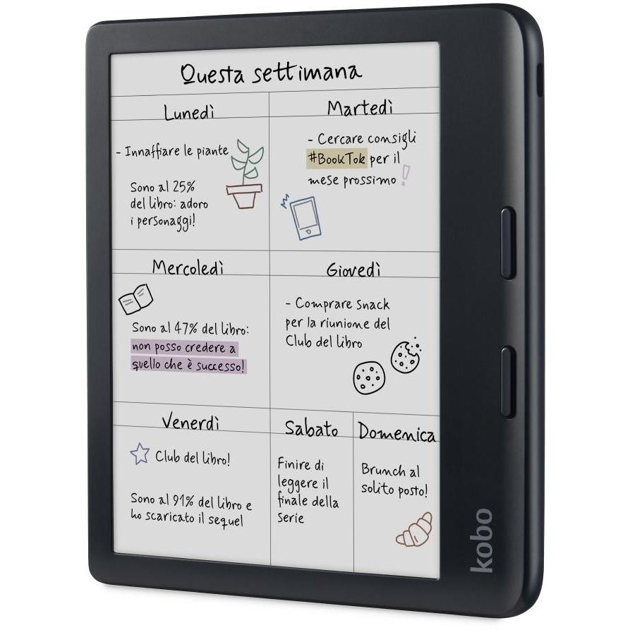 Kobo Libra Colour N428 E-Reader 7" E-Ink Kaleido 3 a Colori Touchscreen Memoria 32 GB Impermeabile IPX8 Wi-Fi Nero