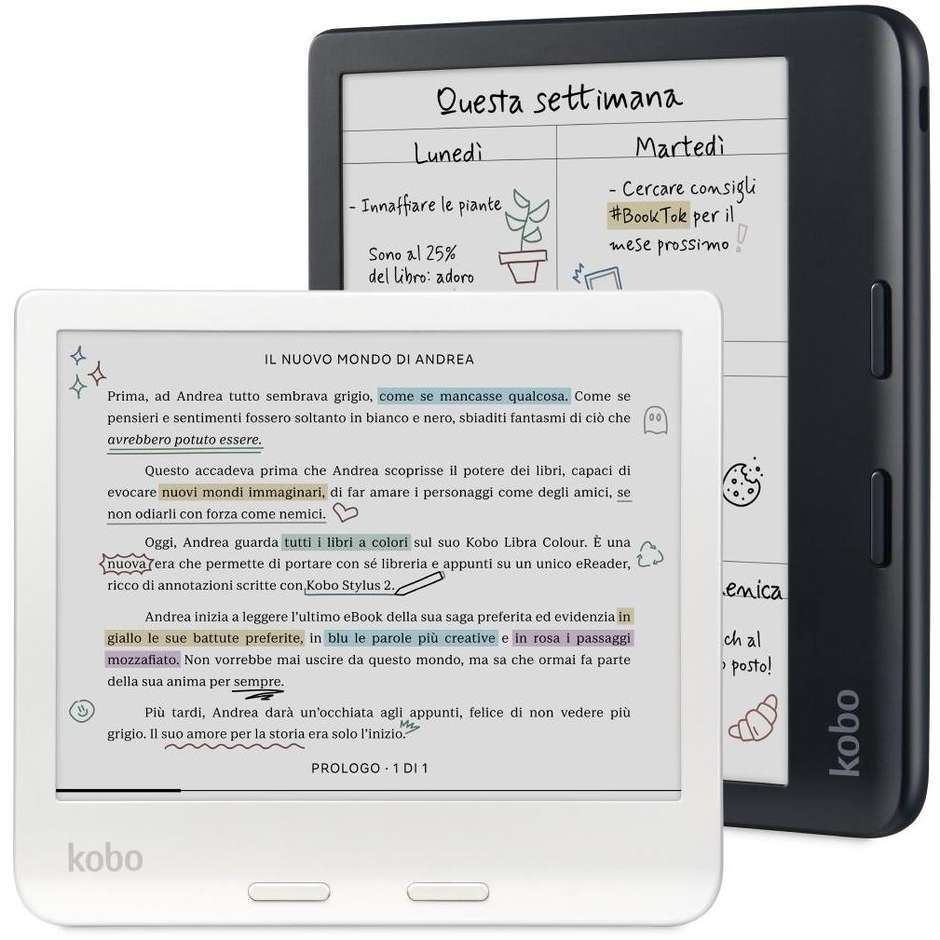 Kobo Libra Colour N428 E-Reader 7" E-Ink Kaleido 3 a Colori Touchscreen Memoria 32 GB Impermeabile IPX8 Wi-Fi Nero