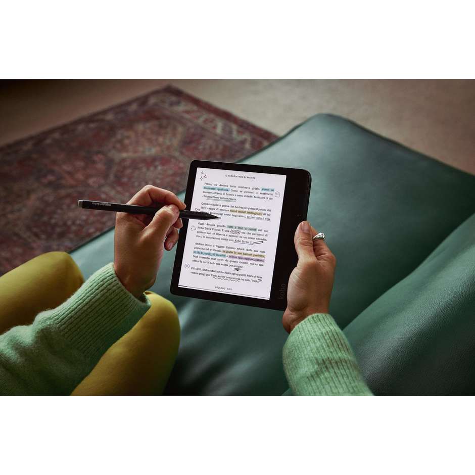 Kobo Libra Colour N428 E-Reader 7" E-Ink Kaleido 3 a Colori Touchscreen Memoria 32 GB Impermeabile IPX8 Wi-Fi Nero