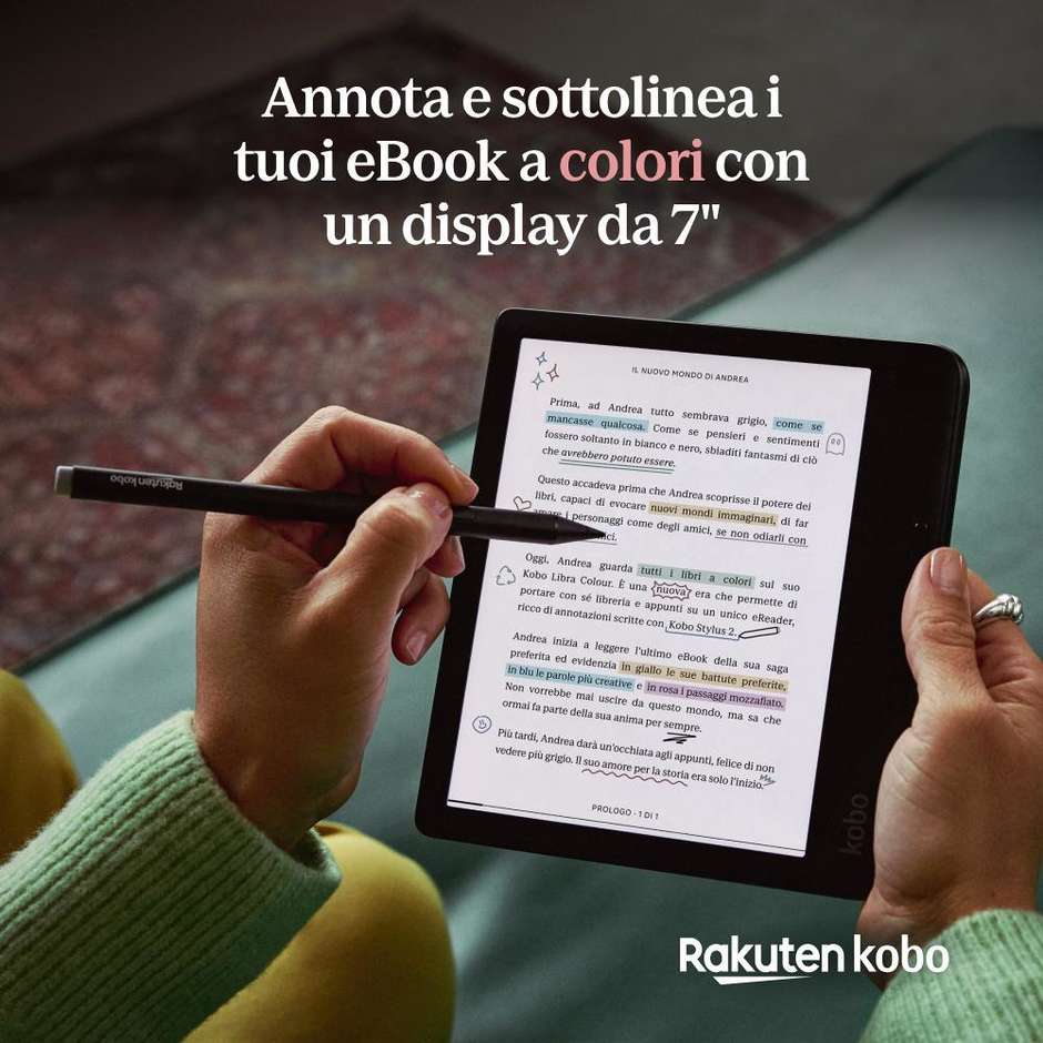 Kobo Libra Colour Nero con Custodia SleepCover Bundle (N428-KU-BK-K-BU) eReader a Colori 7" E Ink Kaleido 3 Touchscreen Impermeabile IPX8 32GB ComfortLight PRO Wi-Fi Bluetooth USB-C