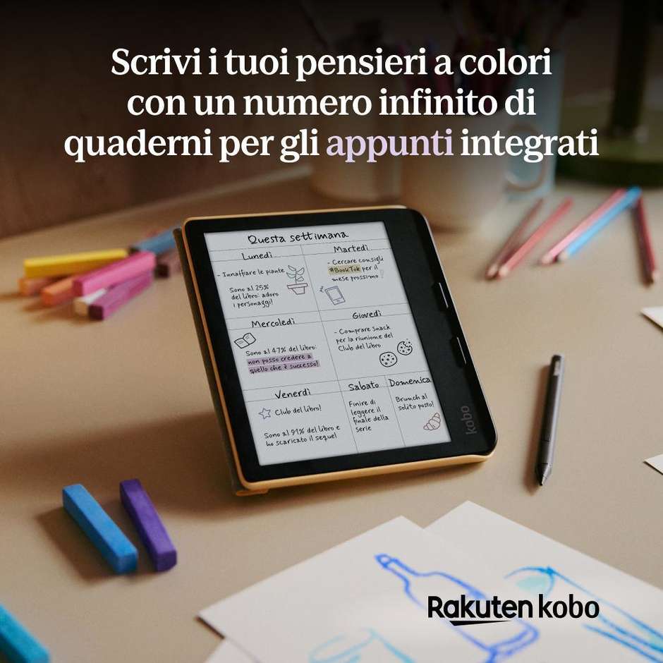 Kobo Libra Colour Nero con Custodia SleepCover Bundle (N428-KU-BK-K-BU) eReader a Colori 7" E Ink Kaleido 3 Touchscreen Impermeabile IPX8 32GB ComfortLight PRO Wi-Fi Bluetooth USB-C