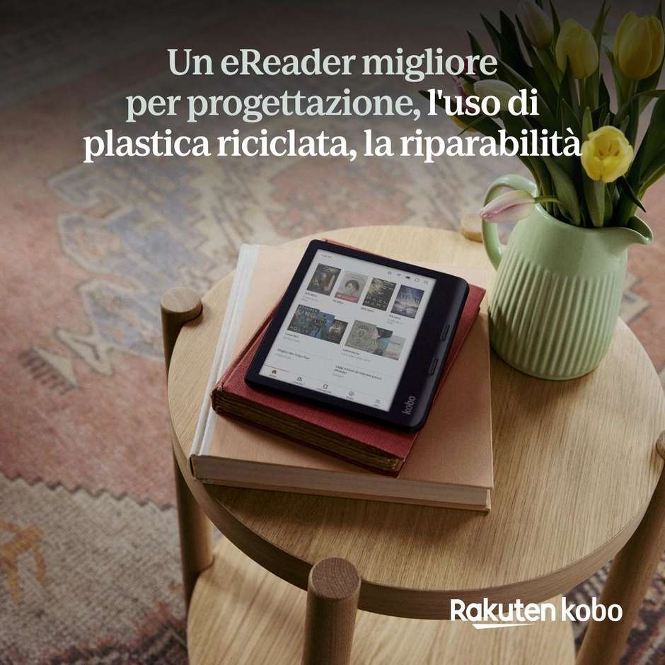 Kobo Libra Colour Nero con Custodia SleepCover Bundle (N428-KU-BK-K-BU) eReader a Colori 7" E Ink Kaleido 3 Touchscreen Impermeabile IPX8 32GB ComfortLight PRO Wi-Fi Bluetooth USB-C