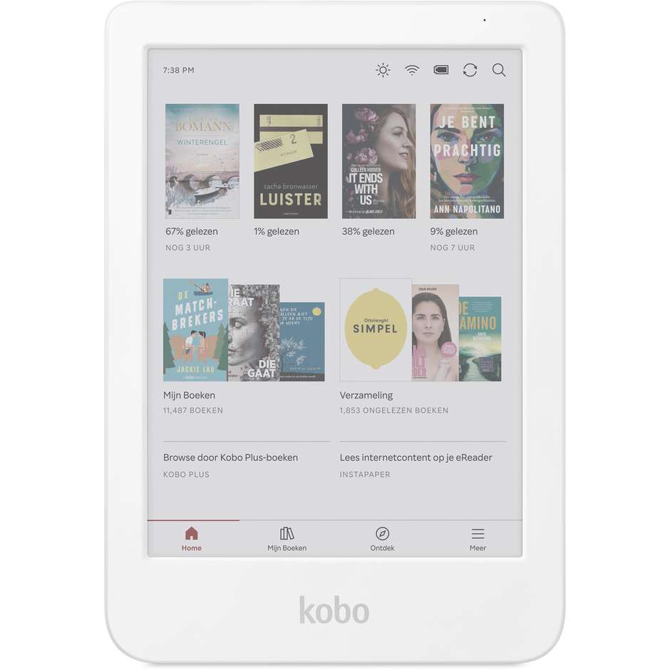 KOBO N367-KU-WH-K-CK E-Reader 6,0" Processore Octa-Core 4 GB 128 GB Colore White