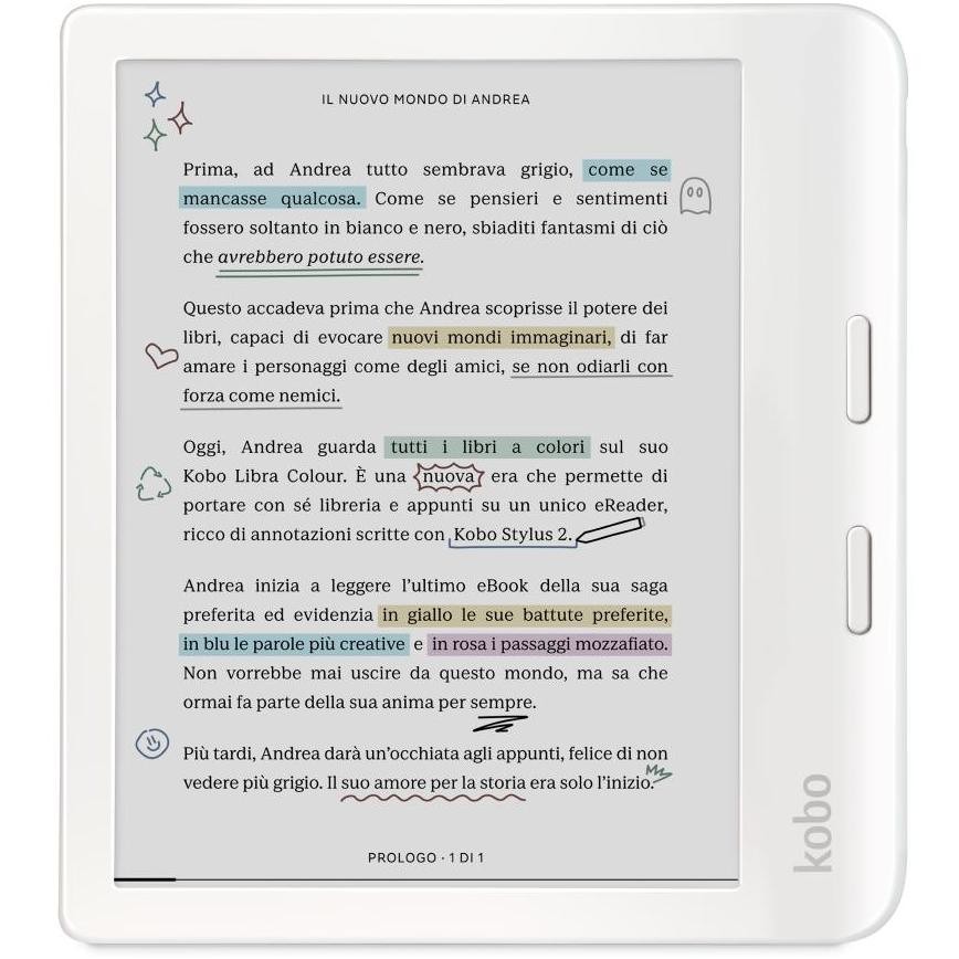 Kobo N428 Lettore e-book 7" Touch screen Memoria 32 GB Wi-Fi Colore Bianco