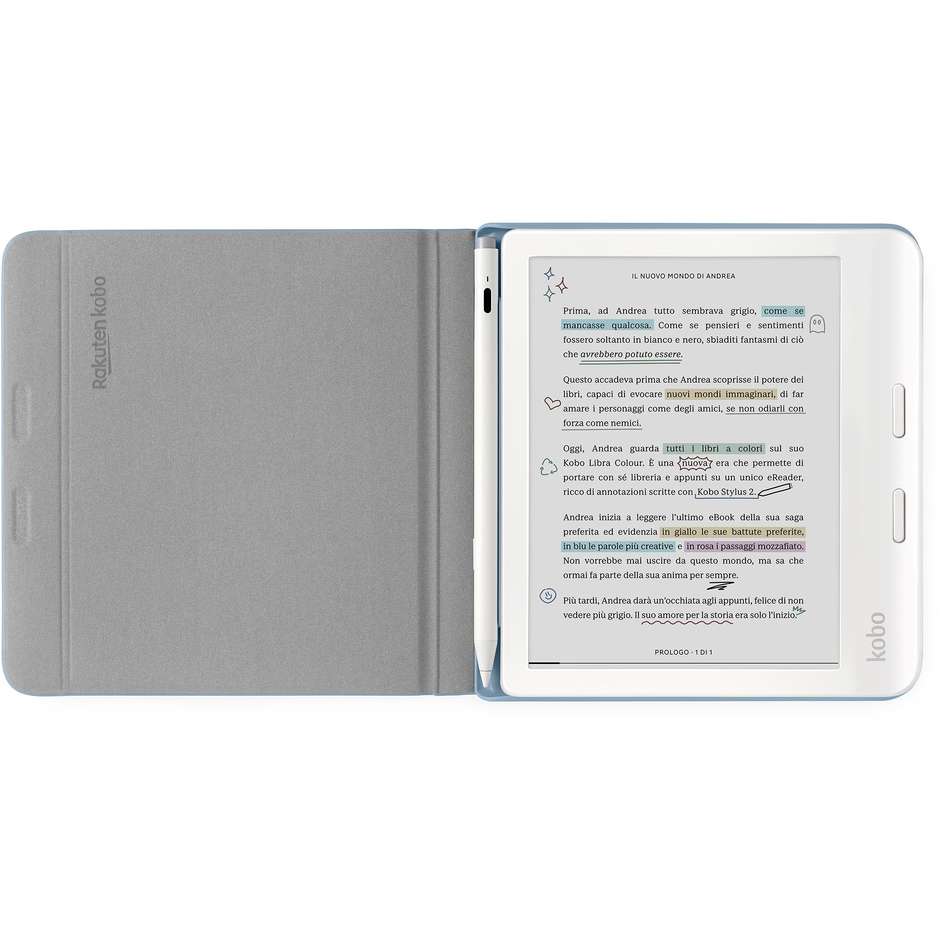 Kobo Notebook SleepCover per Libra Colour (N428-AC-BL-N-PU) Custodia con Alloggiamento Stilo 7" Blu Notte