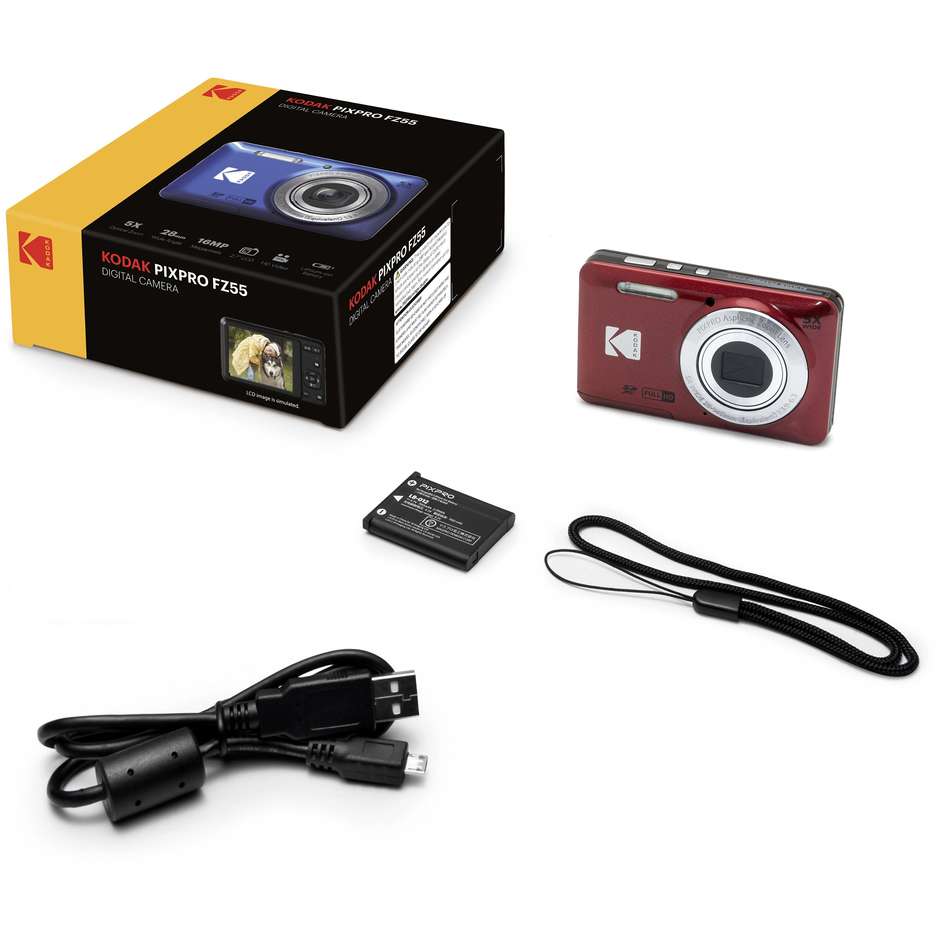Kodak PIXPRO FZ55 Fotocamera compatta 16 MP zoom ottico 5× rossa